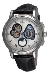 Zenith Men's 03.1260.4047/02.c505 Chronomaster Open Grande Date Moonphase Silver Barleycorn Guilloche Dial Watch Zenith Watches