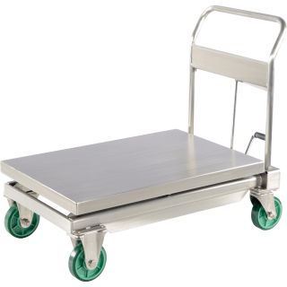 Vestil Hydraulic Elevating Cart — Stainless Steel, 1,100 Lb. Capacity, Model# CART-1100-SS  Hydraulic Lift Tables   Carts