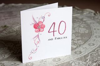 '40 and fabulous' birthday card by white mink