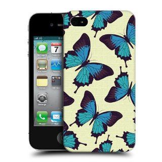 Head Case Designs Blue Butterfly Butterfly Patterns Hard Back Case Cover For Apple iPhone 4 4S Cell Phones & Accessories