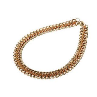 chain mail and ribbon necklace   tan and gold by kiki's
