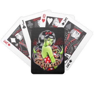 Zombie Doll Pin Up Girl Tattoo Flash Bicycle Card Deck