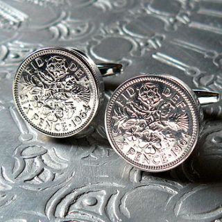 50th birthday sixpence cufflinks by pennyfarthing designs