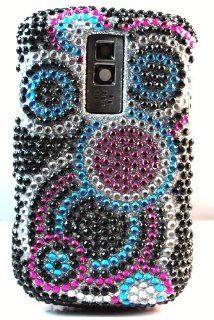 Pink with Silver Black Blue Circle Dot Sparkling Premium Luxury Rhinestones Full Diamond Bling Blackberry Bold 9000 Snap on Cell Phone Case Cell Phones & Accessories