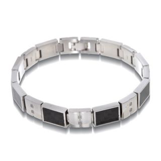 Mens Diamond Accent Carbor Fiber and Stainless Steel Bracelet   Zales