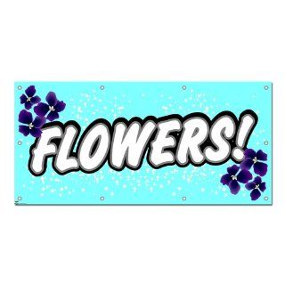 Flowers   Florist Blue with Dots Business Sign 5'x2' Banner  Business And Store Signs 