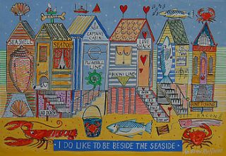 'i do like to be beside the seaside' print by fish and ships coastal art