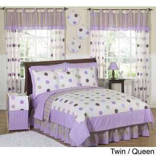 Sweet JoJo Designs Purple and Brown Polka Dot Bedding Set Sweet Jojo Designs Kids' Comforter Sets