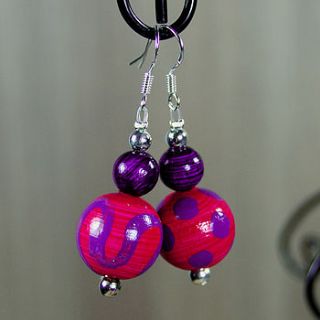 hand painted wooden bead earrings jewel by cucuu