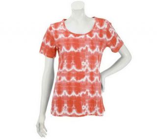 Liz Claiborne New York Short Sleeve Tie Dye Print Knit T Shirt —