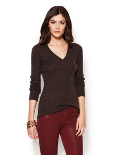 Cable Knit Cashmere Elbow Patch Sweater by Autumn Cashmere