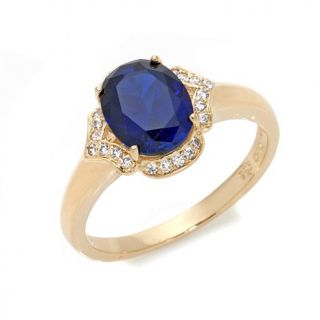 2.27ct Absolute™ Oval Created Sapphire Pavé Frame Solitaire Ring