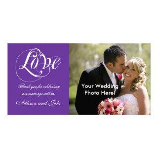 Purple Wedding Thank You Photo Card Template
