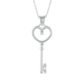 Diamond Accent Heart Key Pendant in Sterling Silver   Zales