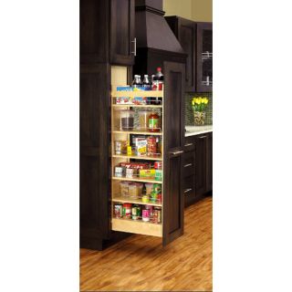 Rev A Shelf 8 in W x 22 in D x 51.81 in H 1 Tier Wood Pull Out Cabinet Basket