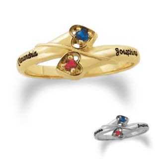 10K White or Yellow Gold Simulated Birthstone Couples Delightful