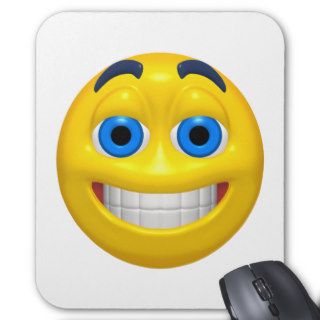 Wide eye yellow smiley mouse mat