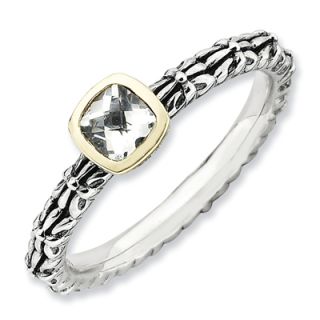 Stackable Expressions™ Carved White Topaz Stack Ring in Sterling