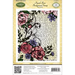 JustRite Stampers Cling Background Stamp 4 1/2"X5 3/4" French Rose Justrite Clear & Cling Stamps