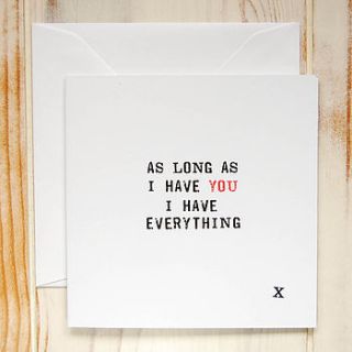 'i have everything' card by door 77