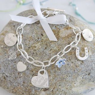 personalised silver wedding charm bracelet by dizzy