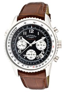 Rotary GS77351 19 A  Watches,Mens Chronospeed Chronograph Black Dial Brown Leather, Chronograph Rotary Quartz Watches