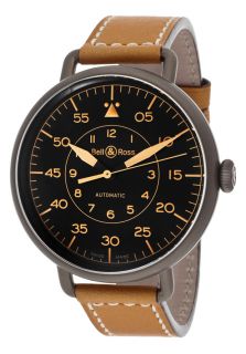 Bell & Ross BRWW1 92  Watches,Mens Vintage Black Dial Tan Genuine Leather, Luxury Bell & Ross Automatic Watches