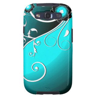 Aqua Silver Floral Vector Galaxy S3 Case