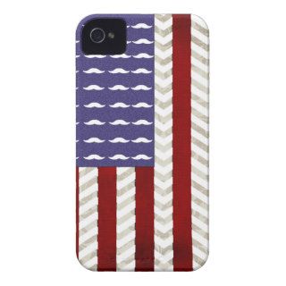 Bandera americana, bigotes divertidos y modelo del iPhone 4 Case Mate fundas de
