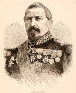 1874 Wood Engraving Portrait Costume Uniform General Vinoy Joseph French Soldier   Original In Text Wood Engraving   Prints