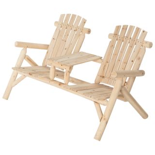Double Cedar/Fir Log Adirondack Chair with Table, Model# SS-CSN-150  Chairs