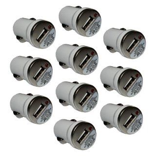 10 x Mini Bullet USB Rapid Fast Travel Battery Car Charger Adapter for iPhone 5 5G 5S iPad 2 the New iPad 3 iPad 4 (White) Cell Phones & Accessories