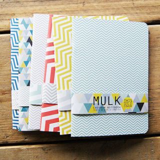 recycled geometric or chevron a5 notebook by mulk