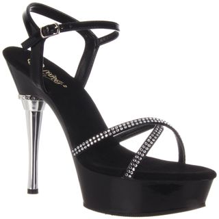 Pleaser Women's 'Allure 633' Black Rhinestone Stiletto Sandals Pleaser Heels