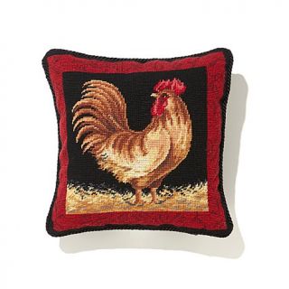 Jeffrey Banks Brown Rooster Needlepoint Pillow