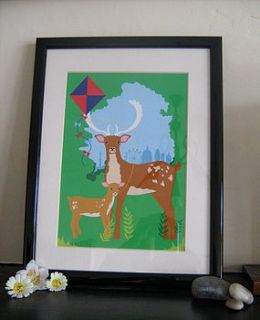 deer flying kite limited edition print by vickysworld