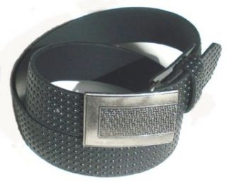BeltsandStuds Man Women Black Studded snap on belt with Dress buckle L 36 Black at  Men�s Clothing store
