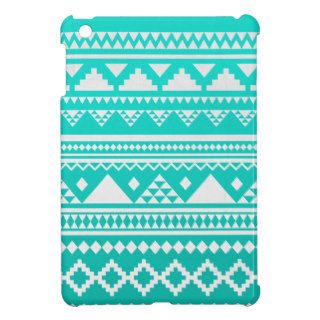 Mai   Turquoise Teal White Ombre Aztec Pattern Case For The iPad Mini