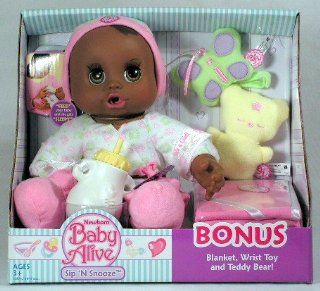 Newborn Baby Alive Sip 'N Snooze African American Doll in Pink Toys & Games