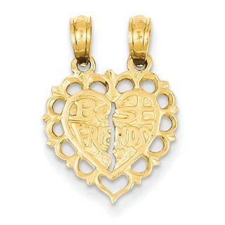 Best Friend Heart Pendant in Yellow Gold   14kt   Unisex Adult   Striking Jewelry
