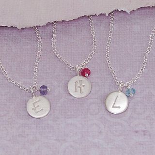 girls personalised silver birthstone necklace by indivijewels