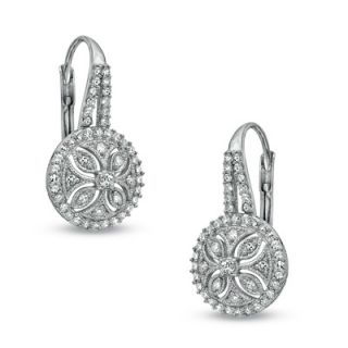 CT. T.W. Diamond Round Filigree Drop Earrings in Sterling Silver