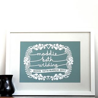personalised new born baby print by ant design gifts
