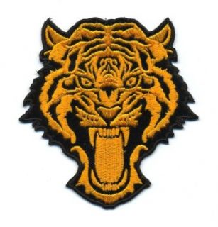 Embroidered Iron On Patch   Vicious Orange Tiger 4" x 3.75" Patch Clothing