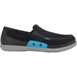 Men's Crocs Walu Accent Suede Loafer Black/Electric Blue Crocs Slip ons