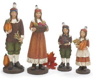 Family of 4 Decorative Indian Native American Figurines/Statue Beautiful Thanksgiving Home Decor   Collectible Figurines