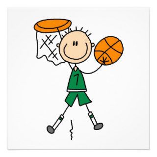 Green Boy Basketball Player t shirts and Gifts Personalized Announcement