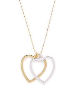Double Heart Two Tone Pendant Necklace by Good Charma