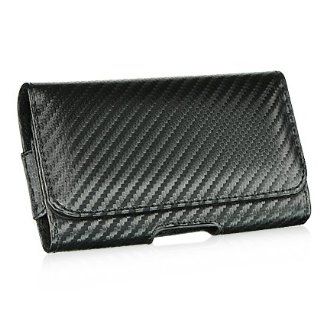 VMG For Nokia Lumia 520 521 Cell Phone Leather Holster Belt Clip Case Cover   Black Carbon Fiber Design Cell Phones & Accessories
