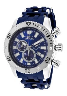 Invicta 10256  Watches,Mens Sea Spider Chronograph Blue Dial Blue Polyurethane & Stainless Steel, Chronograph Invicta Quartz Watches